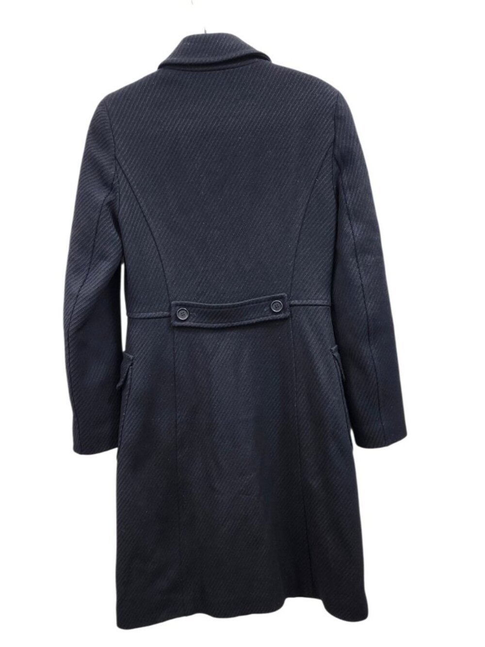 Theory Theory Black Wool Blend Textured Long Coat Women Petite P Double Breasted - Picture 7 of 16